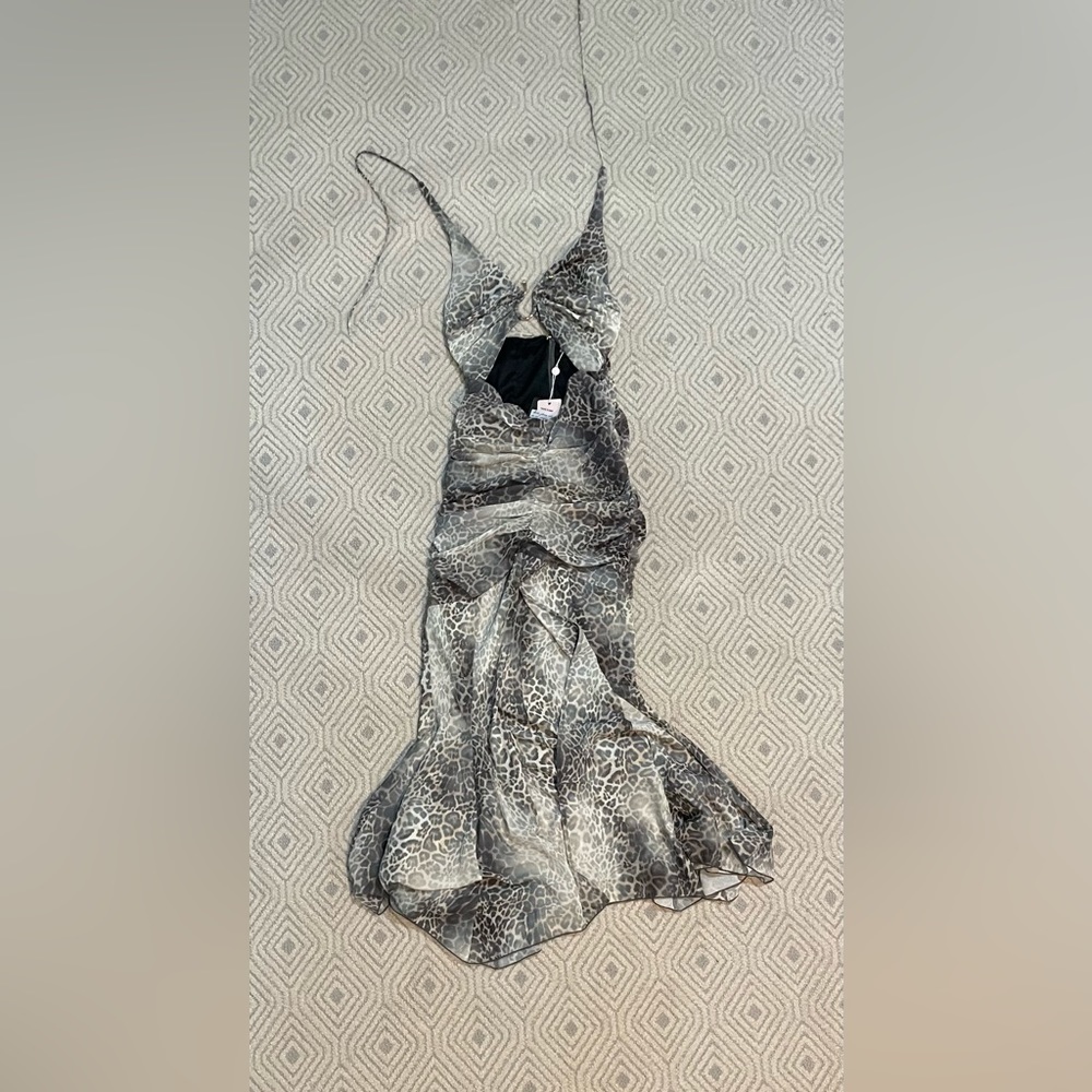 Oh Polly Halter cutout Maxi Dress Size 6 (Etta) (Grey print)